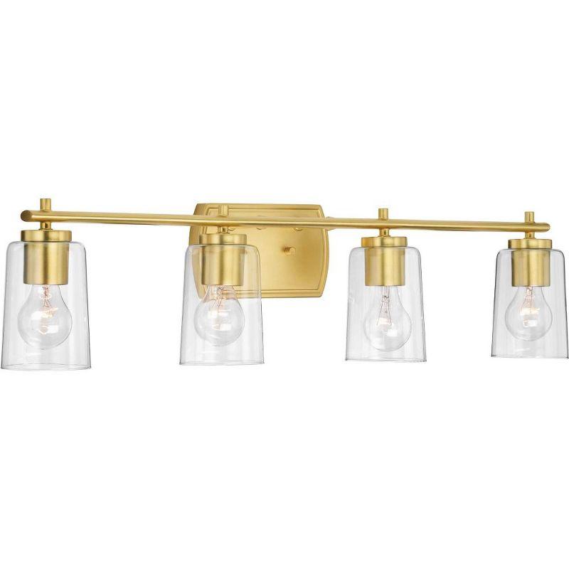 Progress Lighting Adley 4-Light Bath Vanity in Brushed Nickel with Clear Glass Shades