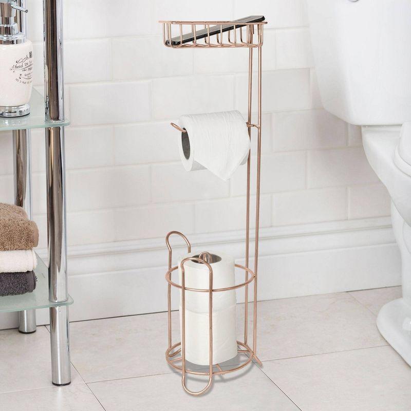 Copper Freestanding Tissue Roll Holder with iPhone Storage