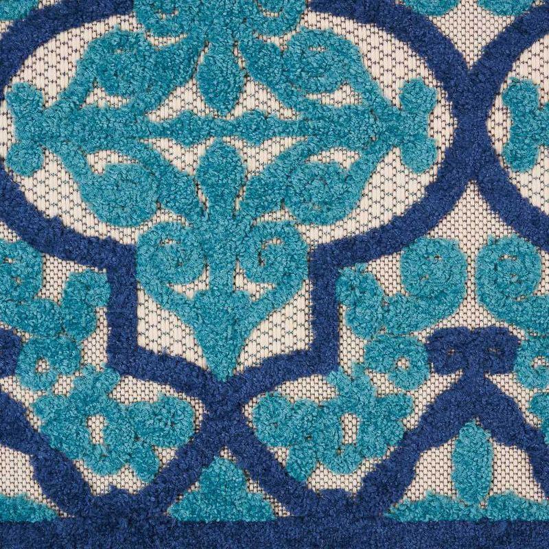 Nourison Aloha Moroccan Trellis Flatweave High-Low Indoor Outdoor Area Rug Navy 2'8" x 4'