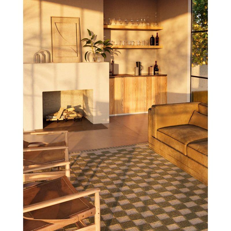 Momeni 5'x8' Willow Check Handwoven Area Rug Green: Wool, Classic Pattern, Low Pile, Indoor Use, Handmade