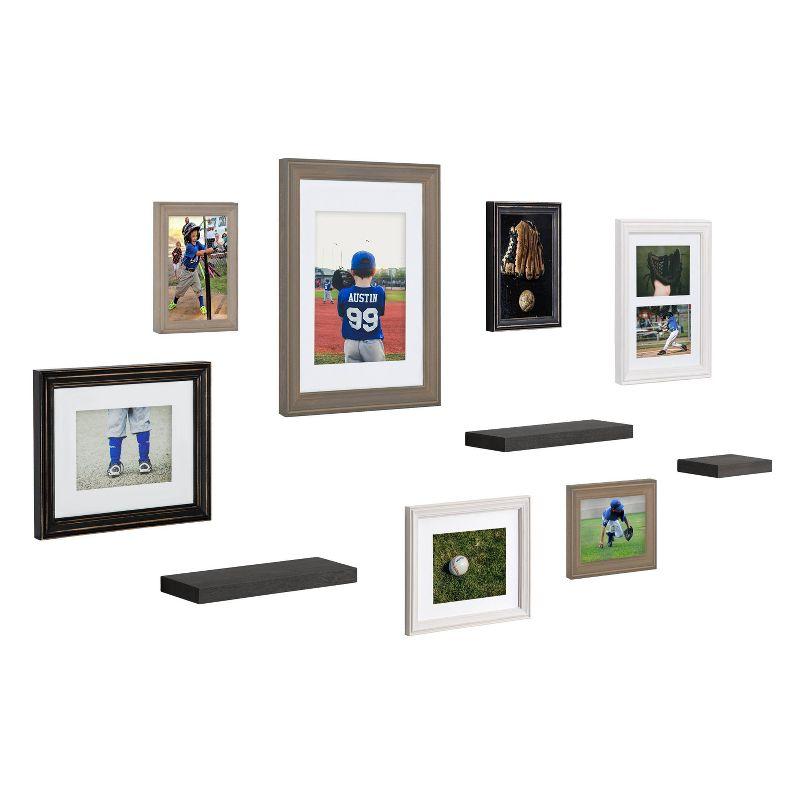 Classic Black Wood Wall Frame and Shelf Set