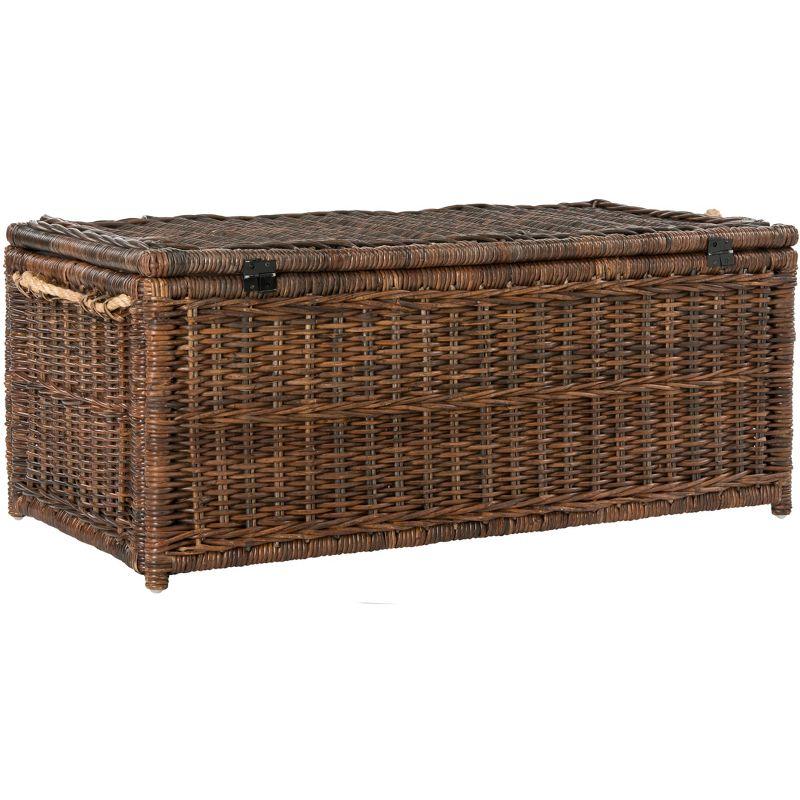 Chestnut Brown Hand-Woven Wicker Large Storage Trunk