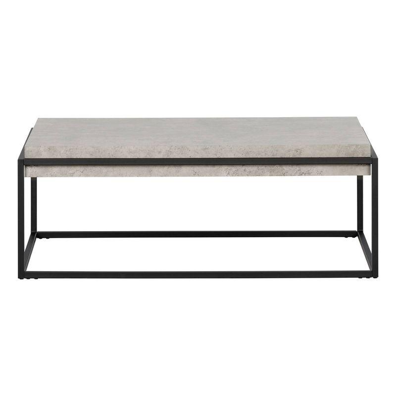 Mezzy Industrial Rectangular Coffee Table in Concrete Gray and Black