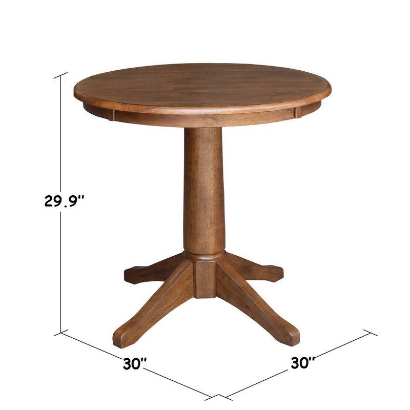 29.9" Dining Tables Laughlin Round Top Pedestal Distressed Oak - International Concepts: Hardwood, 2-Seater