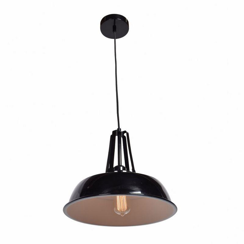 Nostalgia Matte Black 11" Industrial LED Pendant with White Glass