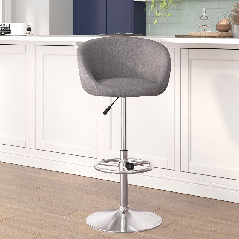 Flash Furniture Contemporary Adjustable Height Barstool with Barrel Back and Chrome Base