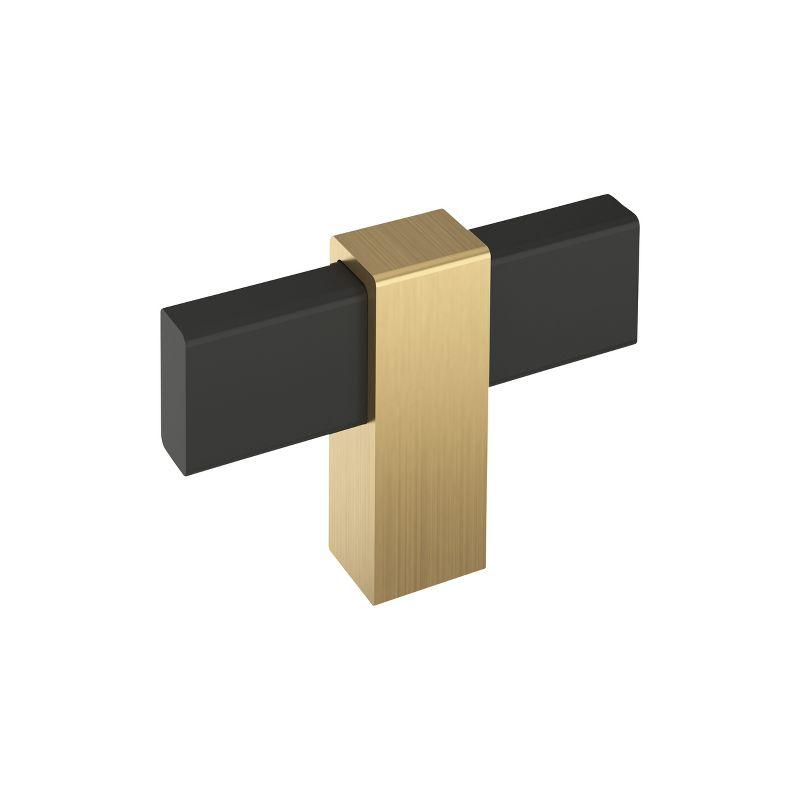 Matte Black and Champagne Bronze T-Handle Cabinet Knob