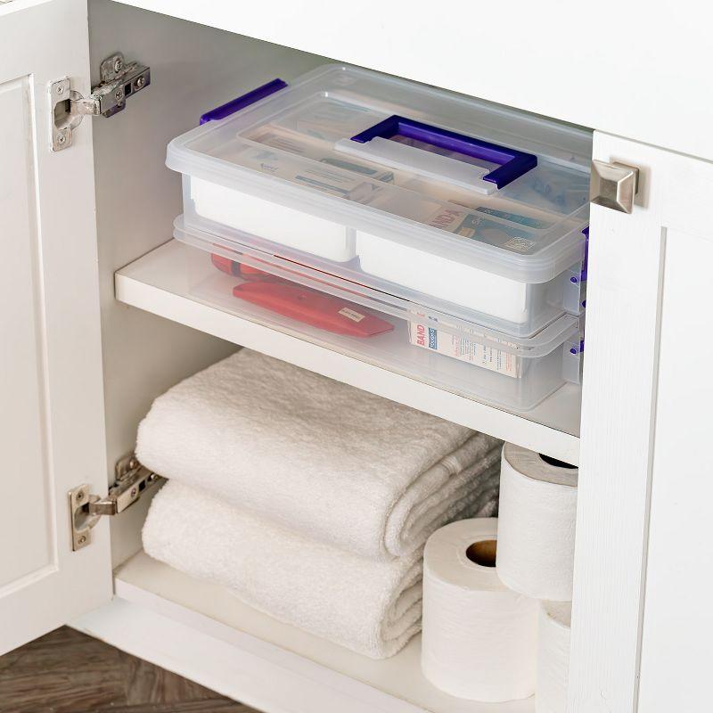 Clear Violet Stackable Plastic Storage Box with Lid