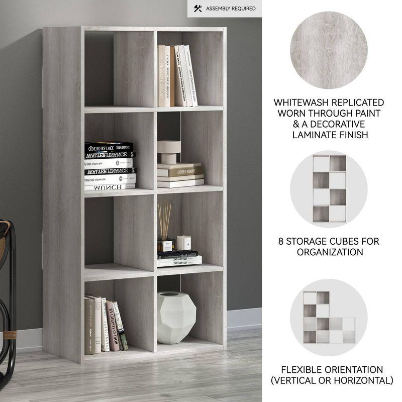 47.05" Paxberry 8 Cube Organizer Whitewash - Signature Design by Ashley: Modern Bookshelf, Storage Cubbies