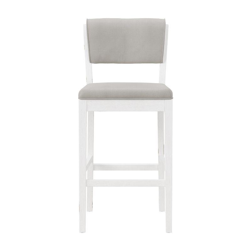 Clarion Wood and Upholstered Panel Back Barstool Sea White - Hillsdale Furniture: Matte Finish, Polyester Upholstery, Rubberwood Legs