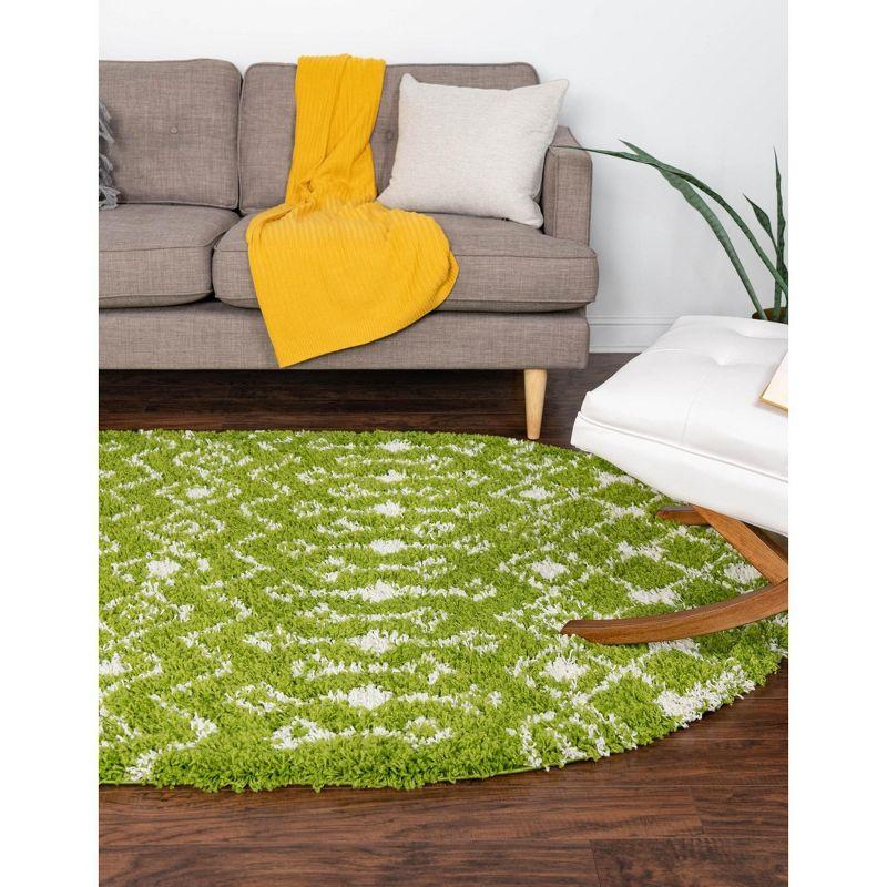 Unique Loom 4' 0 x 6' 0 Oval Moroccan Trellis Shag Green Area Rug