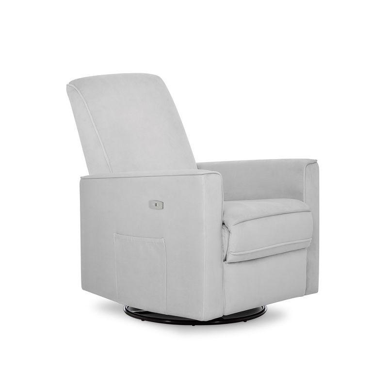 Evolur Harlow Deluxe Greenguard Gold Certified Upholstered Plush Seating Glider Swivel & Power Recliner, Grey