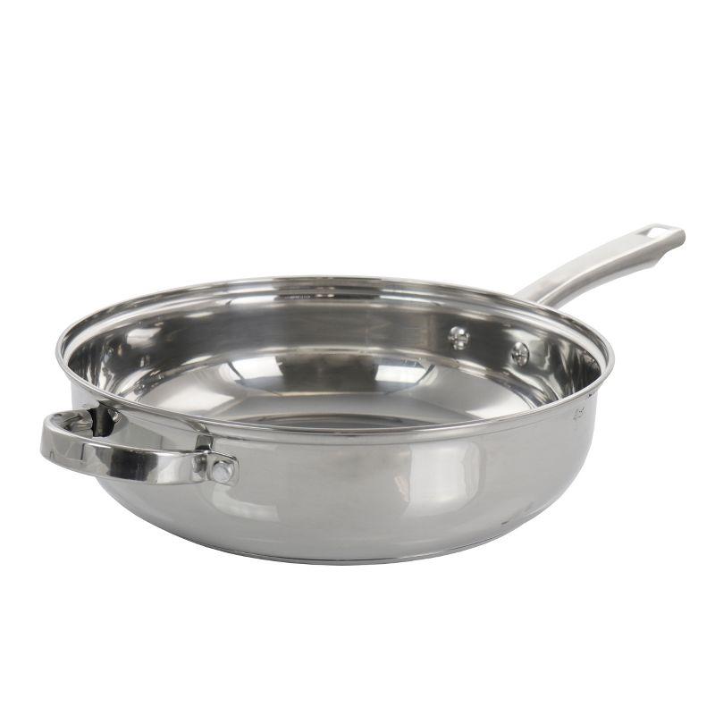 Oster Sangerfield 3 Piece 4 Quart Stainless Steel Saute Pan with Lid and Splatter Guard