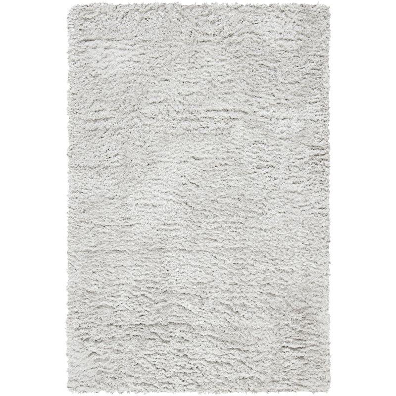 Elegant Silver Shag 4' x 6' Hand-Knotted Wool Area Rug