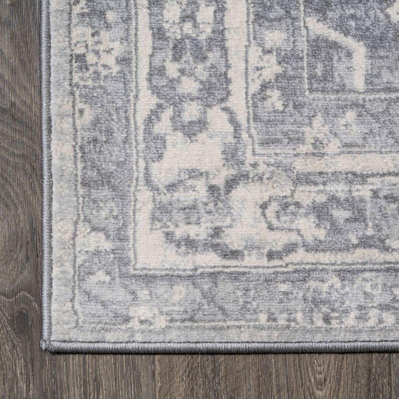3' X 5' Modern Persian Vintage Medallion Area Rug, Light Gray/Ivory - JONATHAN Y
