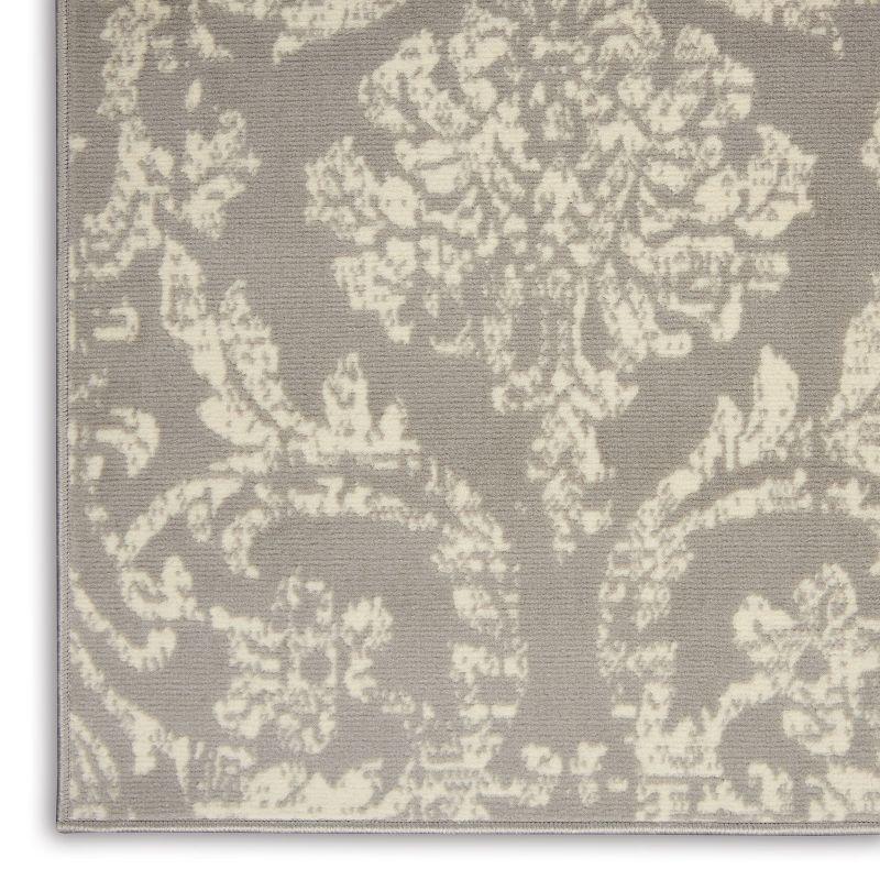 Nourison Jubilant 5'3" x 7'3" (5' x 7') Grey Area Rug Farmhouse Vintage Damask by Nourison