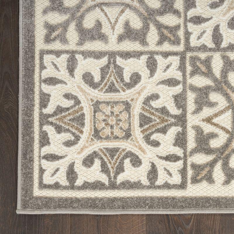 Elysian Ivory Grey Geometric Flat Woven Indoor/Outdoor Rug 32"x48"