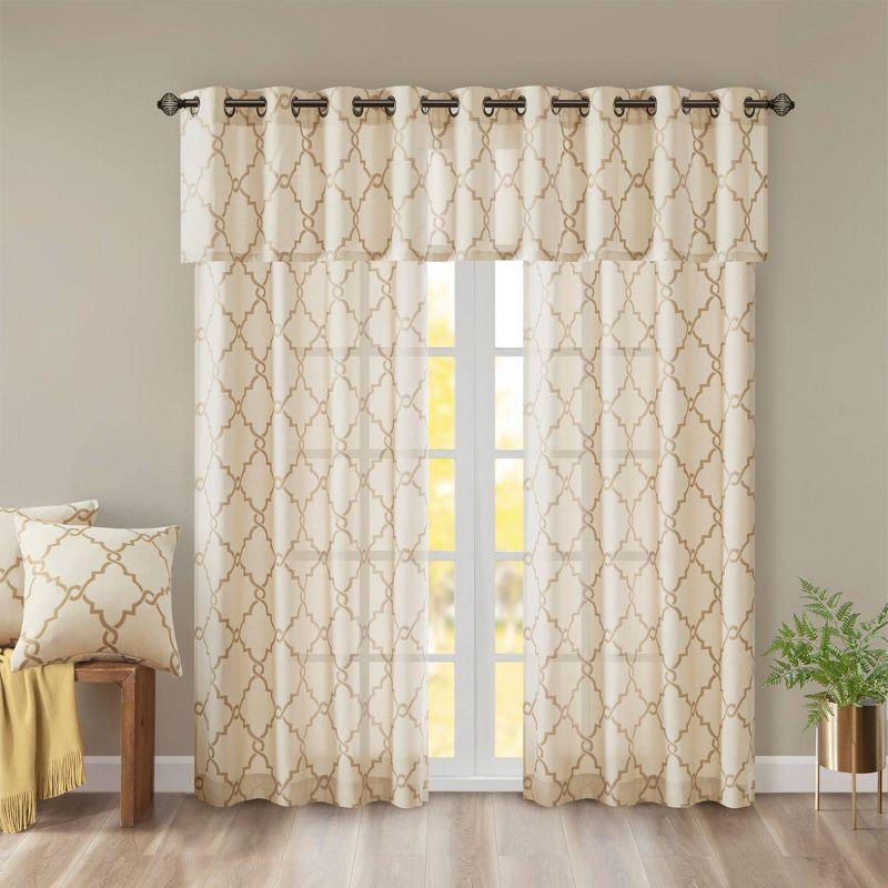Madison Park Saratoga Fretwork Print Grommet Top Single Window Valance