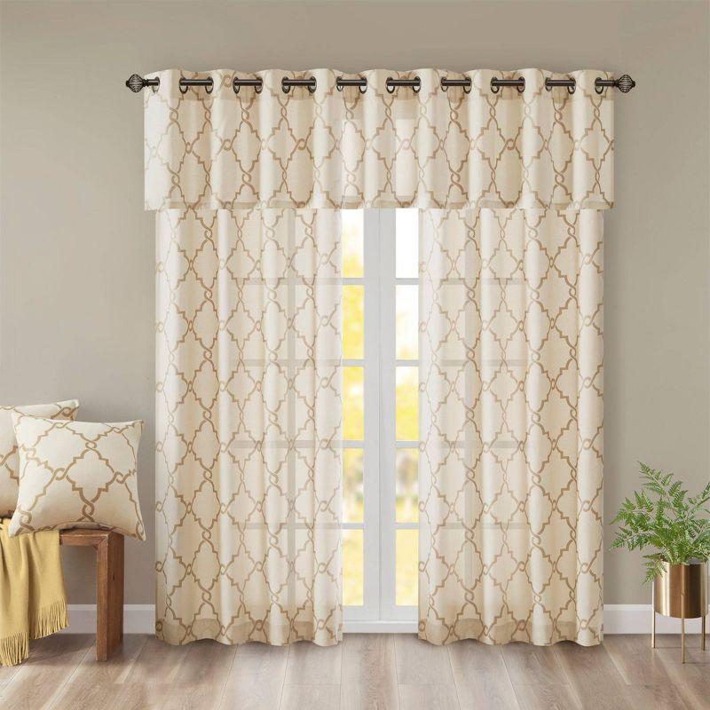 Saratoga Fretwork Print Grommet Top Window Valance