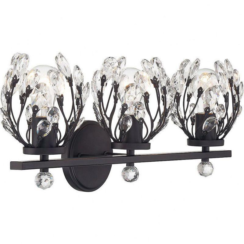 Moreno Matte Black 3-Light Vanity with Clear Crystal Buds