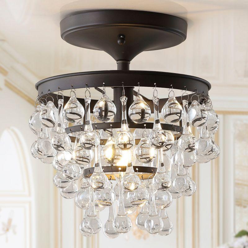 JONATHAN Y Toronto 10" Metal/Crystal LED Flush Mount, Oil Rubbed Bronze