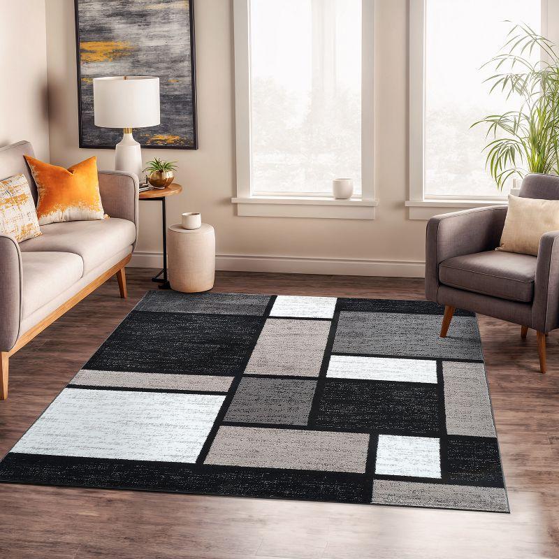 World Rug Gallery Contemporary Modern Boxed Color Block Area Rug