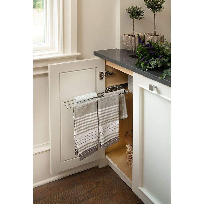 Rev-A-Shelf Pullout Dish Towel Bar Under Kitchen Cabinet 3 Prong, White