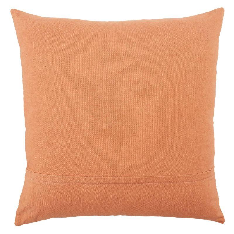 Terracotta and White Embroidered Cotton Square Pillow