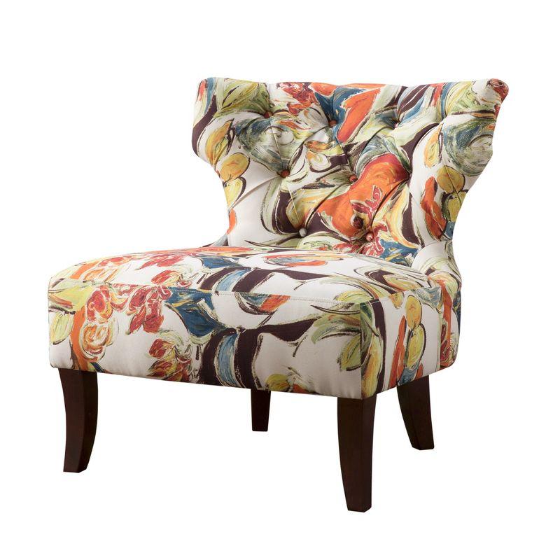 Erika Hourglass Tufted Armless Accent Chair in Multi