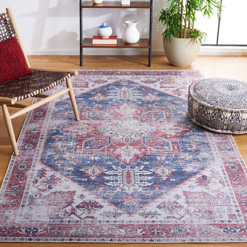 Tucson Vintage Persian TSN102 Power Loomed Machine Washable Skid-Resistant Indoor Area Rug - Navy/Red - 8'x10' - Safavieh