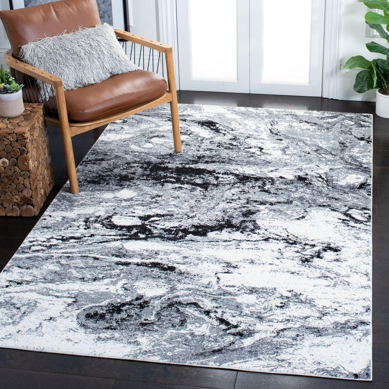 Ethereal Artistry Abstract Gray Synthetic 4' x 6' Area Rug