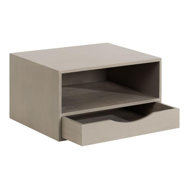 Kate and Laurel Hutton Rectangle Wood Floating Side Table, 12.5x10x7, Gray