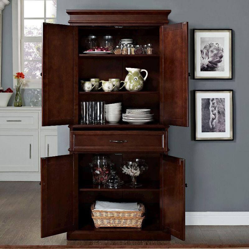 Parsons Pantry Storage Wood/Mahogany - Crosley: Adjustable Shelving, Drawer, Traditional Style