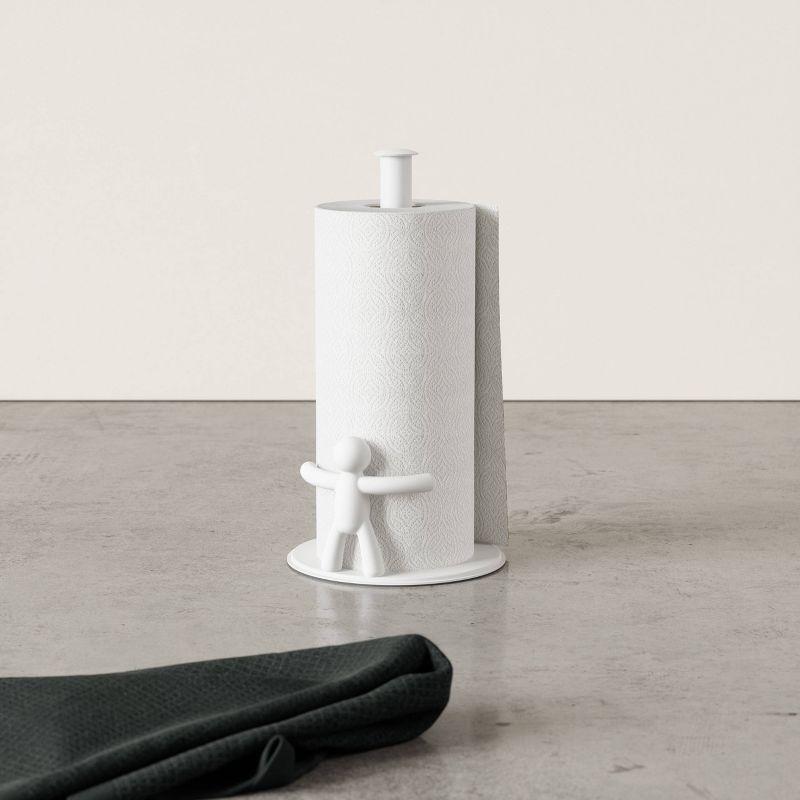 White Iron Buddy Freestanding Paper Towel Holder