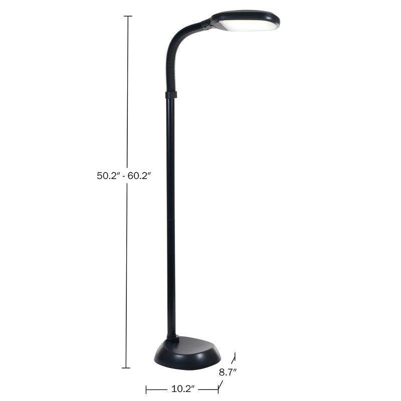 Adjustable Floor Lamp - Full Spectrum Natural Sunlight LED Lamp and Bendable Neck - Dimmable Light for Living Room and Bedroom by Lavish Home (Black)