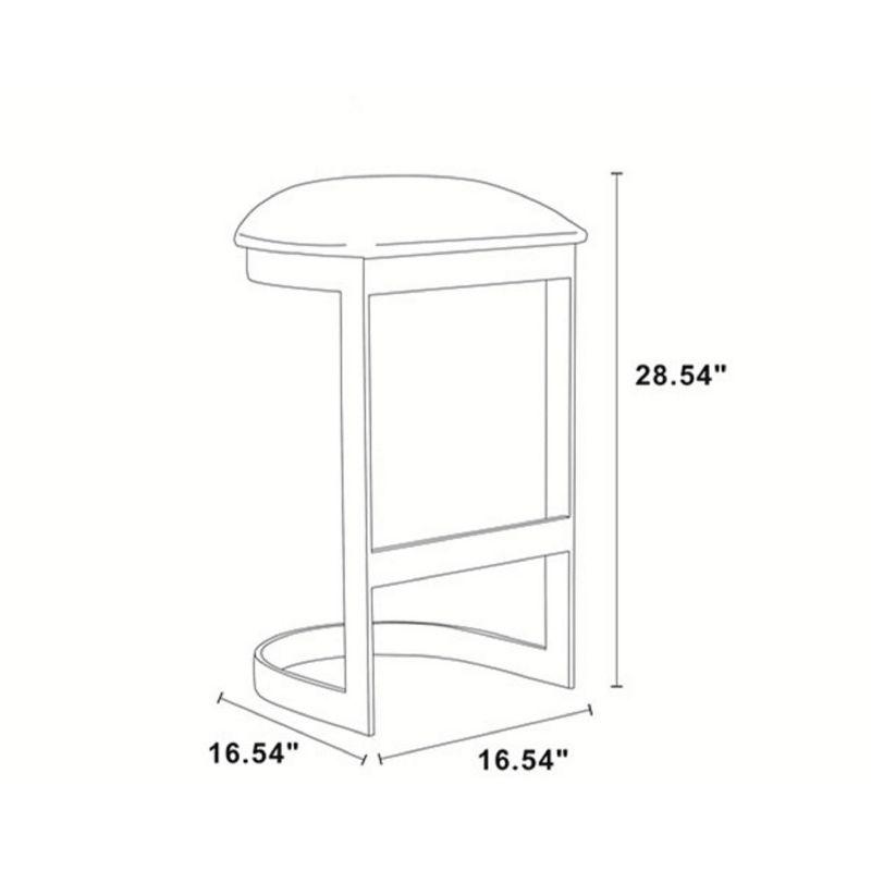 Set of 2 Aura Upholstered Stainless Steel Barstools White - Manhattan Comfort: No Assembly, Fixed Height