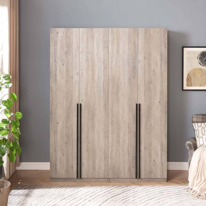 Rustic Grey 4-Door Modular Wardrobe Closet