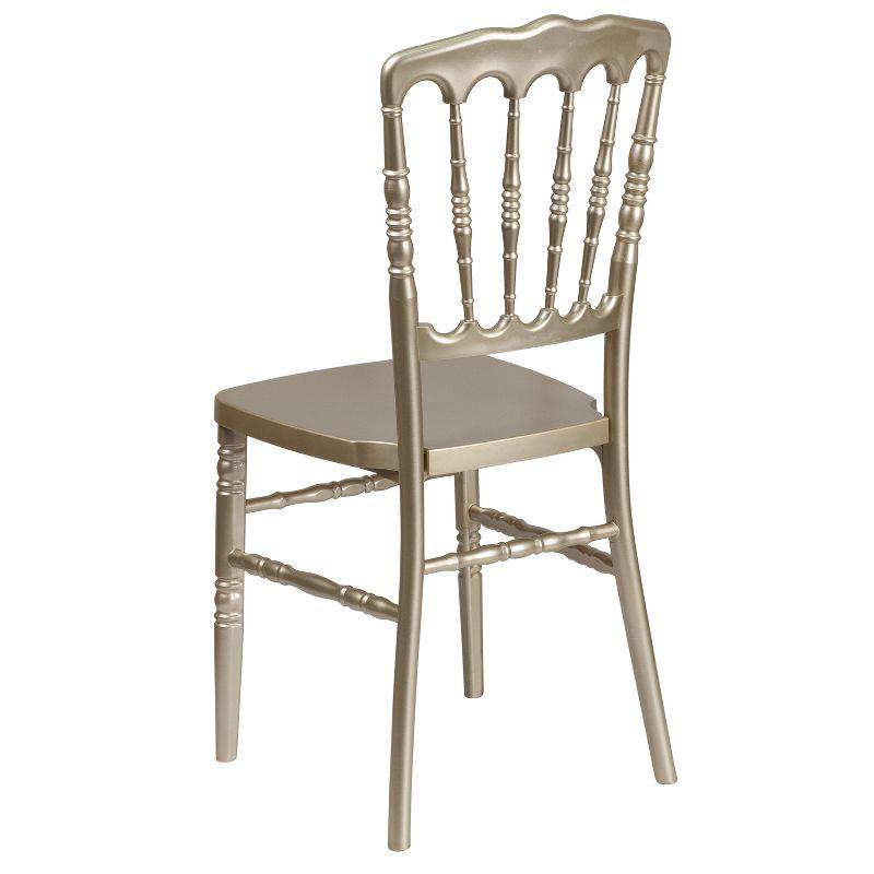 Elegant Gold Resin Napoleon Stacking Chair with Cushion Comfort