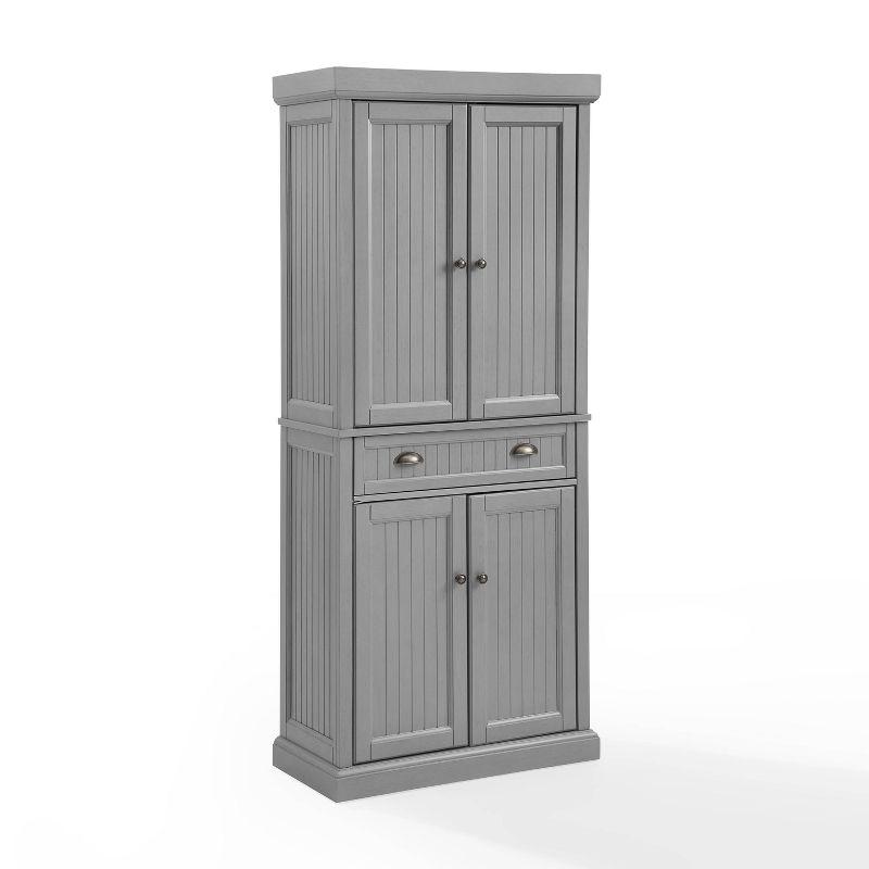 Seaside Distressed White Solid Wood Kitchen Pantry with Adjustable Shelves