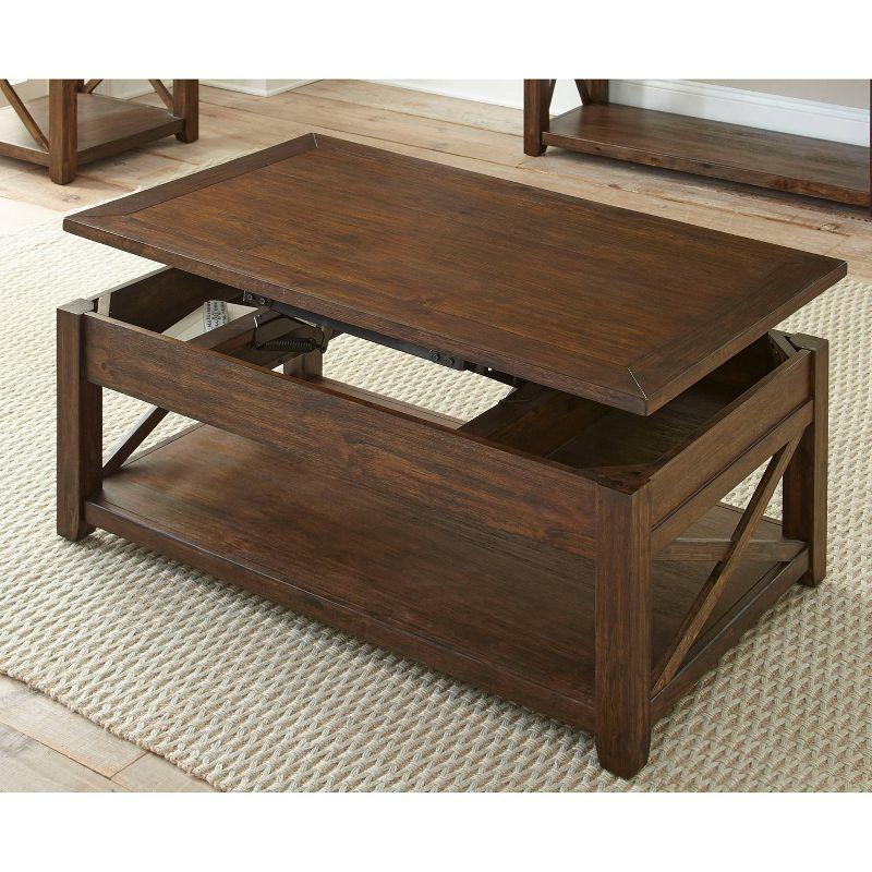 Rustic Lenka Lift Top Cocktail Table Mocha Finish - Steve Silver