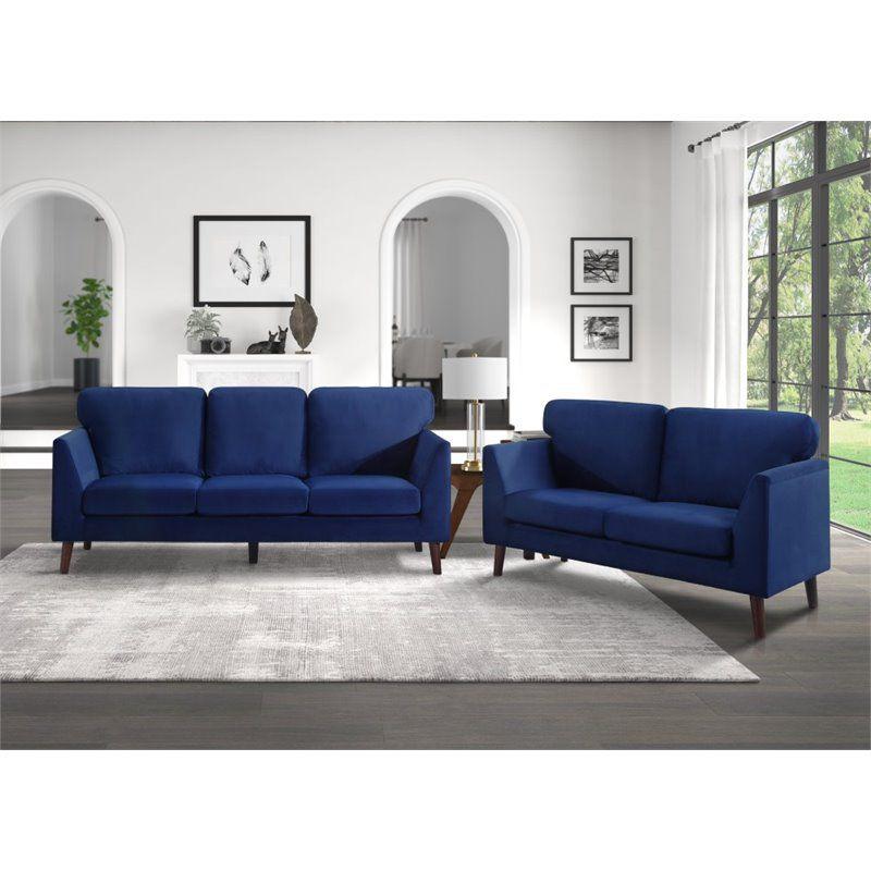 Tolley Velvet Loveseat in Blue - Lexicon