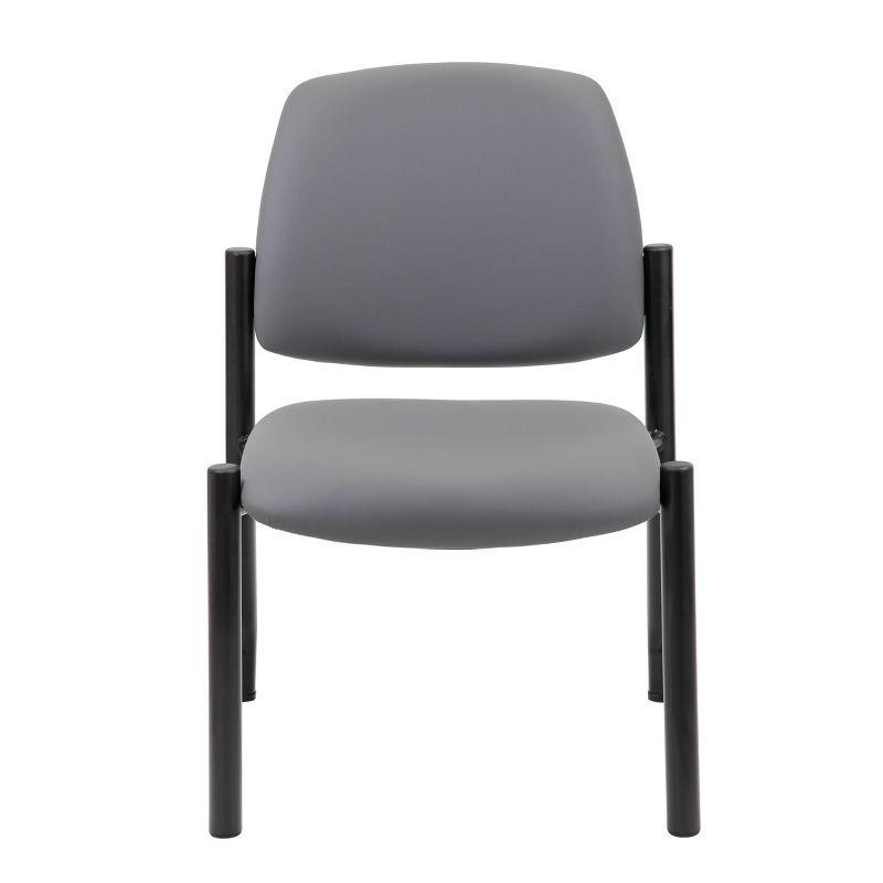 Armless Guest Chair Gray - Boss Office Products: Sturdy Mid Back, Antimicrobial Vinyl, 300 lbs Capacity