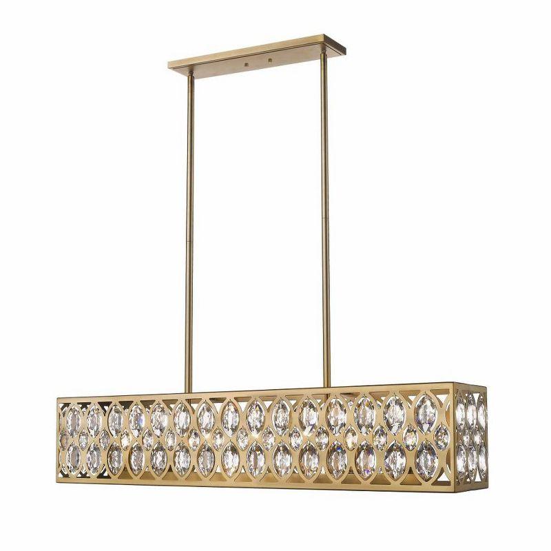 Dealey Heritage Brass 43.5" Elongated Chandelier with Crystal Accents