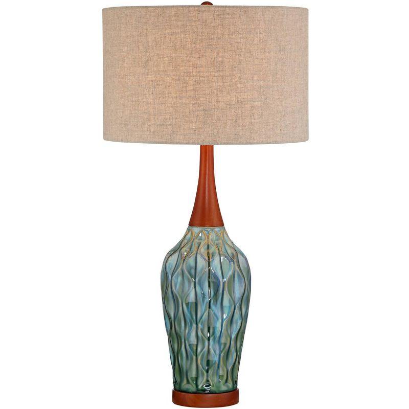 Rocco 30" Blue Teal Ceramic Mid-Century Modern Table Lamp