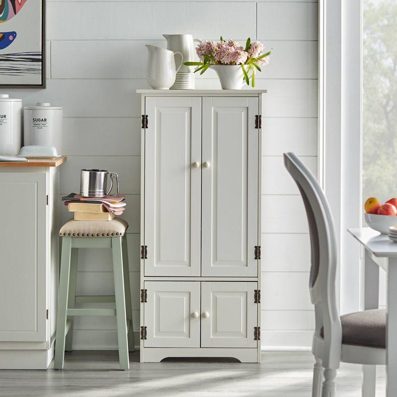 Tall White Freestanding Cabinet with Adjustable Shelving