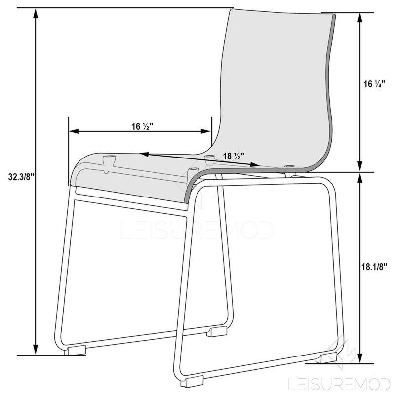 Lima Transparent Red Acrylic and Metal Dining Chairs, Set of 4