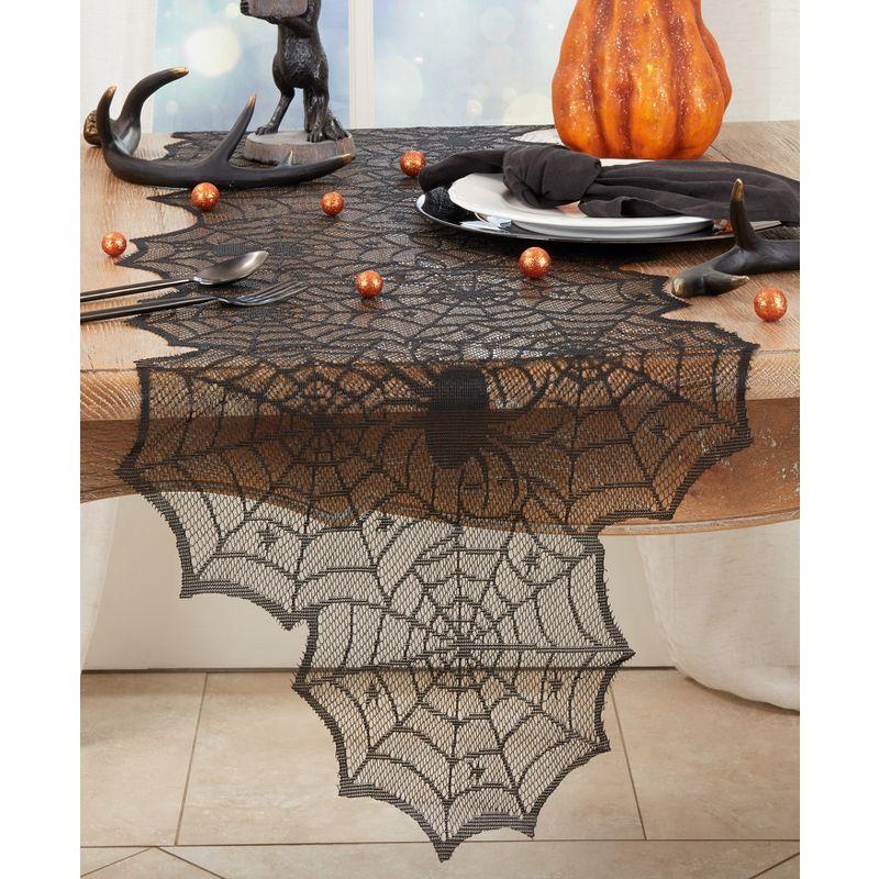 Black Polyester Spiderweb Net Table Runner, 18" x 72"