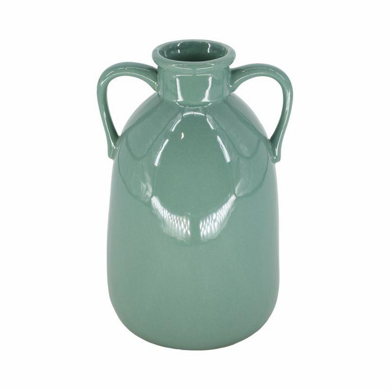 Sagebrook Home 10" Ceramic Vase with Handles Creative Contemporary Eared Vase For Decorative Home