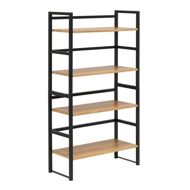 47.5" 4 Shelf or 2 Shelf Stackable Bookshelf Graphite Black/Ashwood - Calico Designs: Modern Metal Frame, Novelty Design