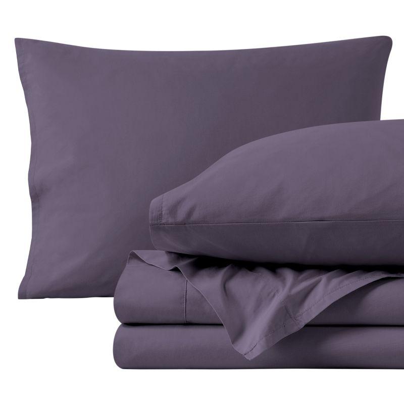 Dusty Purple Organic Cotton Percale Twin XL Sheet Set